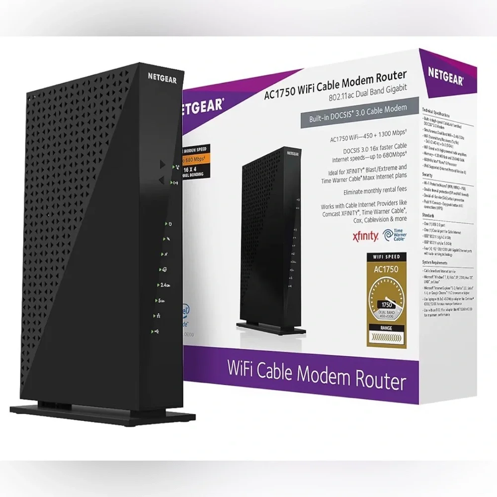 NETGEAR AC1750 WiFi Cable Modem Router - Picture 2 of 6